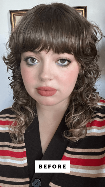 Allure commerce market editor Sarah Hoffmann before applying the Davines This is a Dry Texturizer