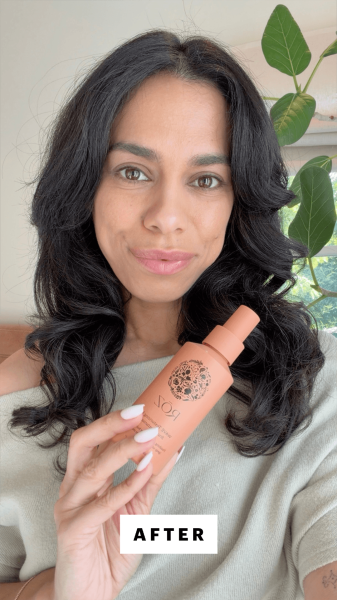 Shipin after applying the RŌZ Wave Texturizing Mist