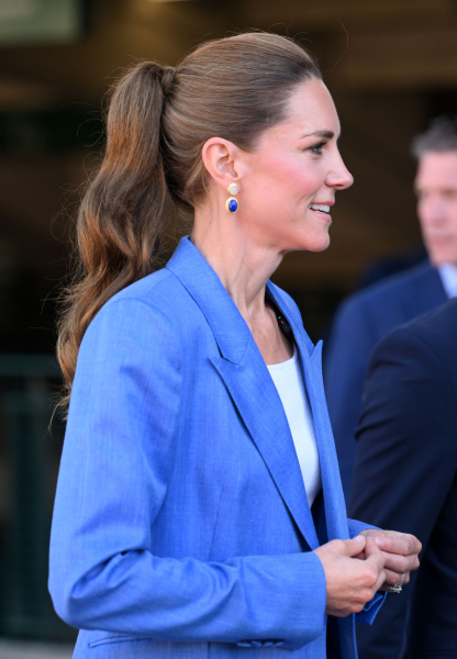 Kate Middleton wearing a blue suit