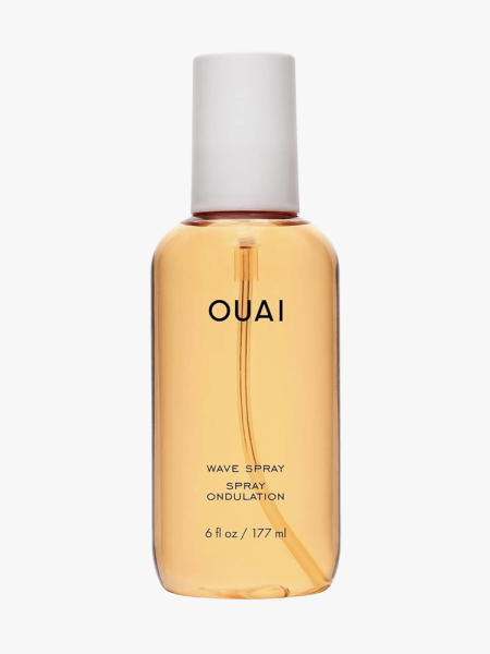Ouai Wave Spray in branded component on a light gray background